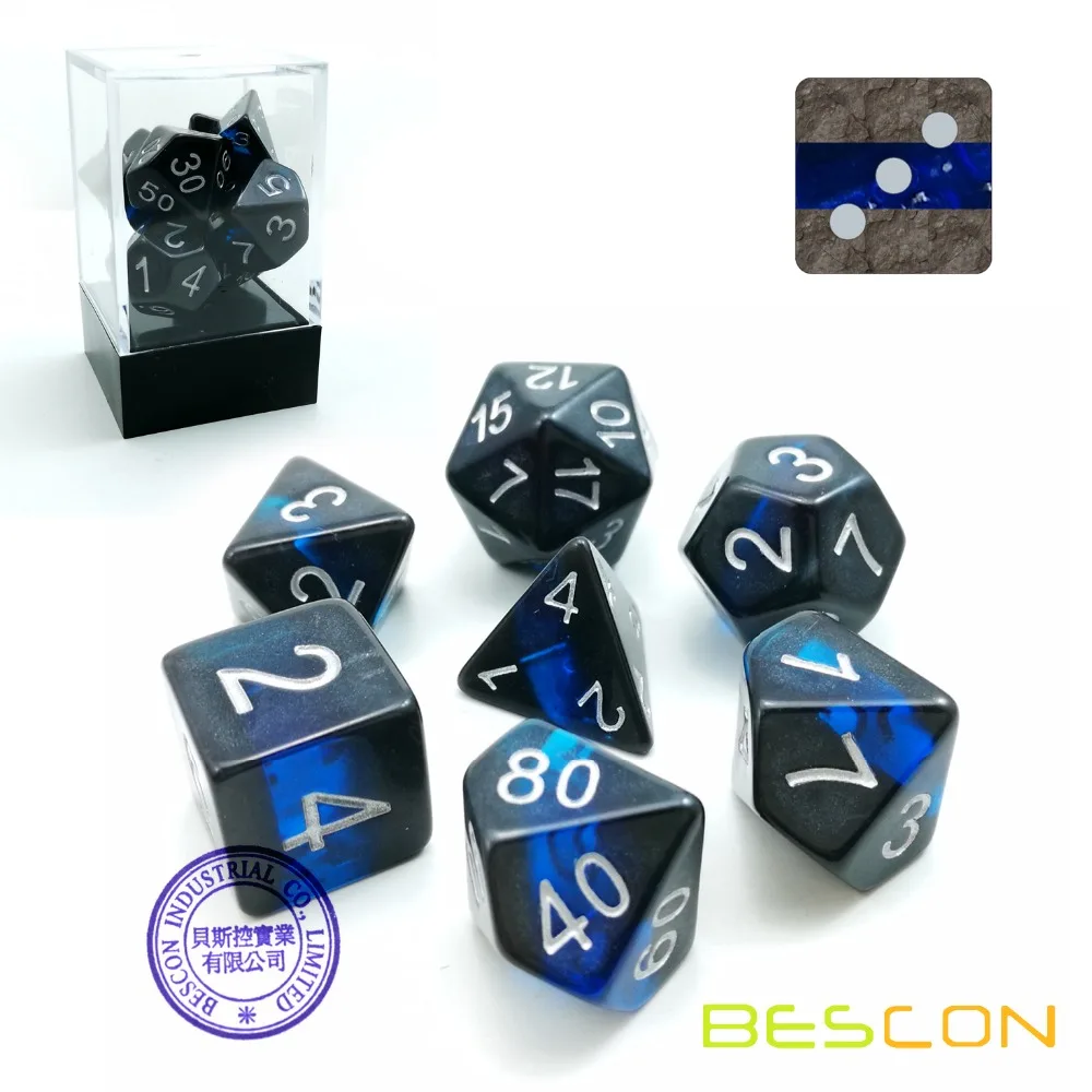 

Bescon Mineral Rocks GEM VINES Polyhedral D&D Dice Set of 7, RPG Role Playing Game Dice 7pcs Set of SAPPHIRE