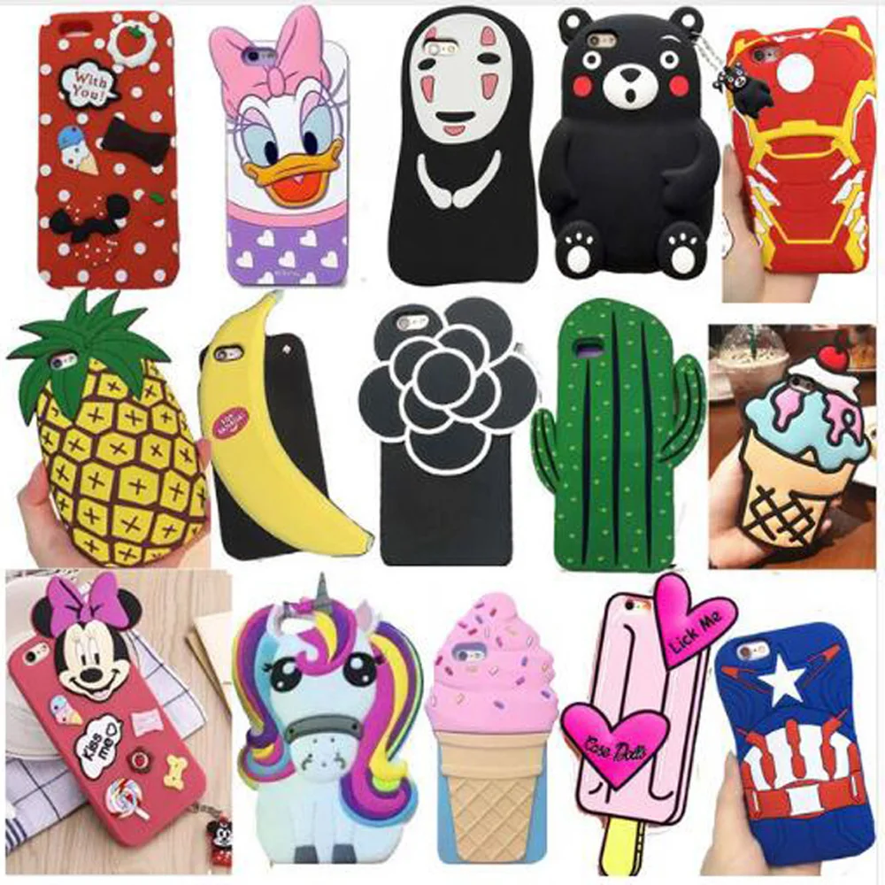 3D Cute Cartoon Animal Soft Silicone Back Cover Shells For iPhone 5 5S 5C SE 6 6 S 7 8 plus 6s Plus Phone Cases Funda Capa Coque