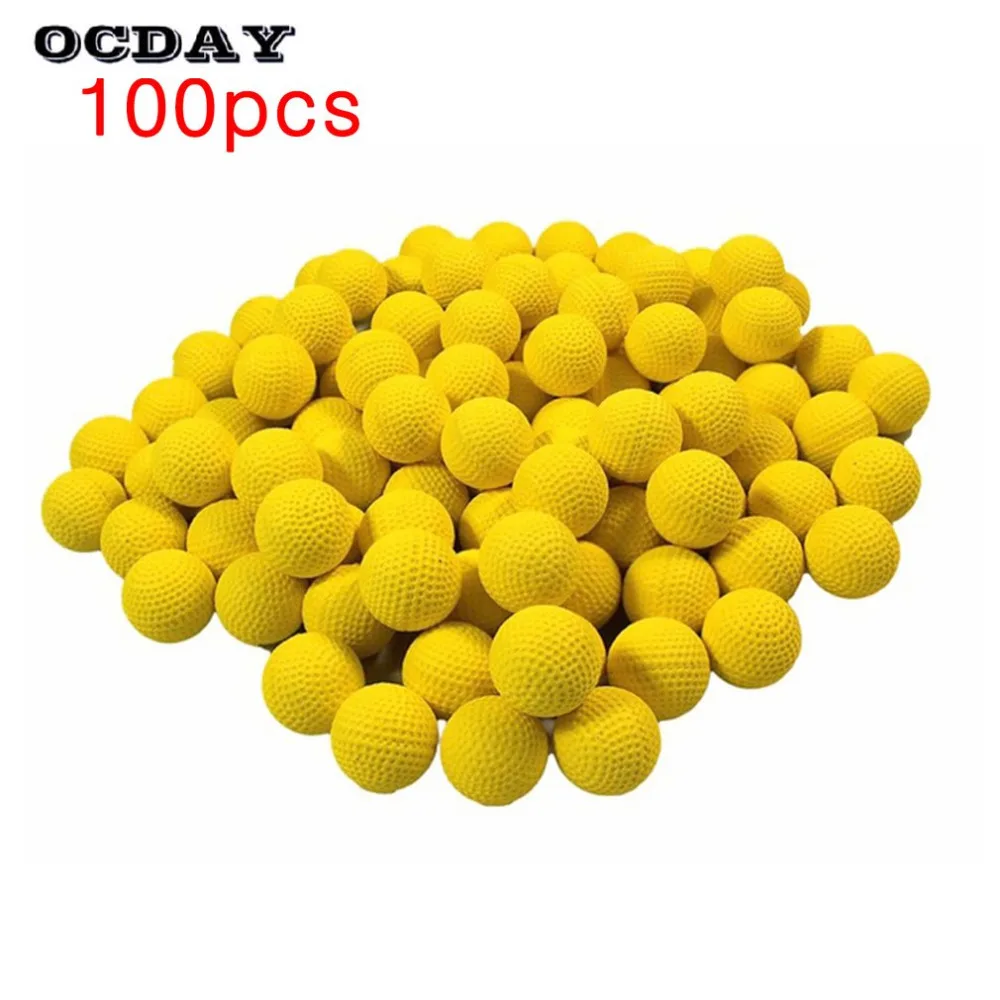 OCDAY 100pcs Round Refill Bullet Balls for Kids Toy Gun Foam Bullet Balls Replacement Compatible