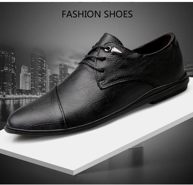 Новинка года; модная мужская обувь; повседневная мужская классическая обувь из натуральной кожи; цвет коричневый, черный; Мужская Удобная Обувь На Шнуровке; Лидер продаж