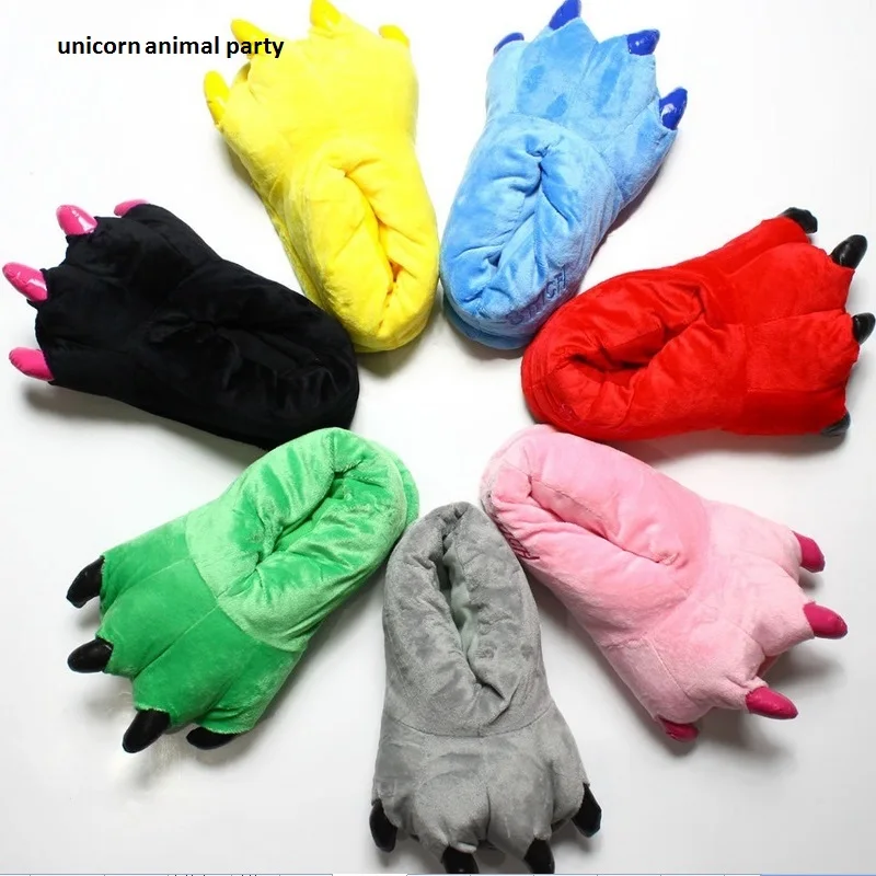 

Kigurumi Onesies Cosplay Men women Animal Paw Slippers Winter Monster Claw Plush Home Indoor Shoes Cartoon accessories