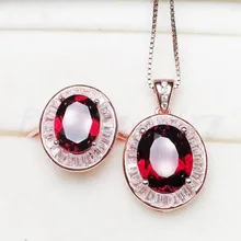 Натуральный ювелирные изделия из граната Набор 1 шт. кулон 1 шт. кулон 925 серебро 2.8ct* 2 шт. драгоценный камень# J1922106