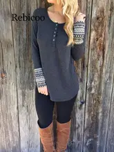 Rebicoo 2019 women's mixed color pullover sweater large size autumn loose knit pullover sweater O-neck long-sleeved sweatshirt color block mixed knit pullover sweater