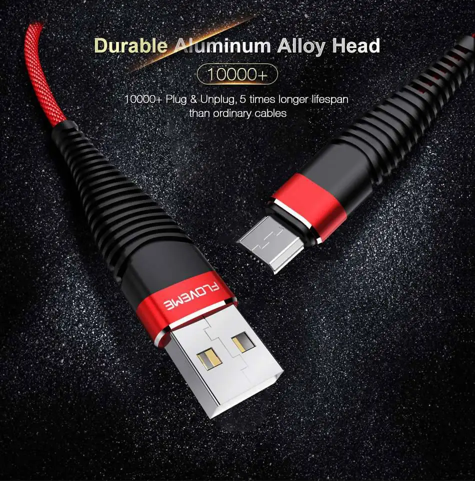 FLOVEME прочный Micro USB кабель для samsung Xiaomi huawei LG Быстрая зарядка дата кабель Micro USB 1 м 2 м зарядка Кабо аксессуары