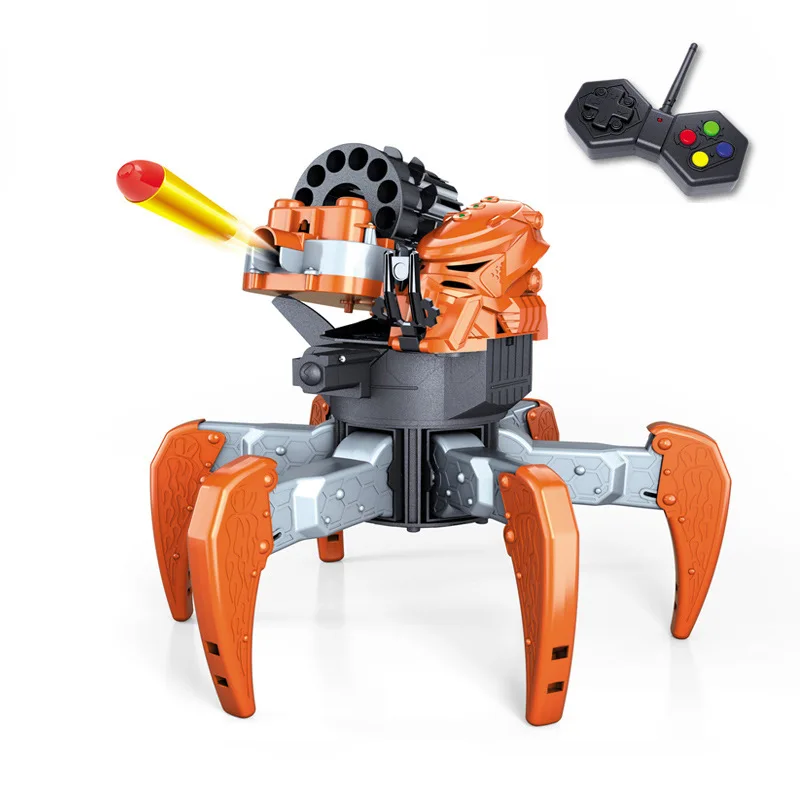 RC шестифутовый пульт дистанционного управления, робот-паук, мультиплеер, 2,4G, крутой робот с дистанционным управлением, сделай сам, съемка, игровая модель, Детская Интерактивная - Цвет: Double weapon