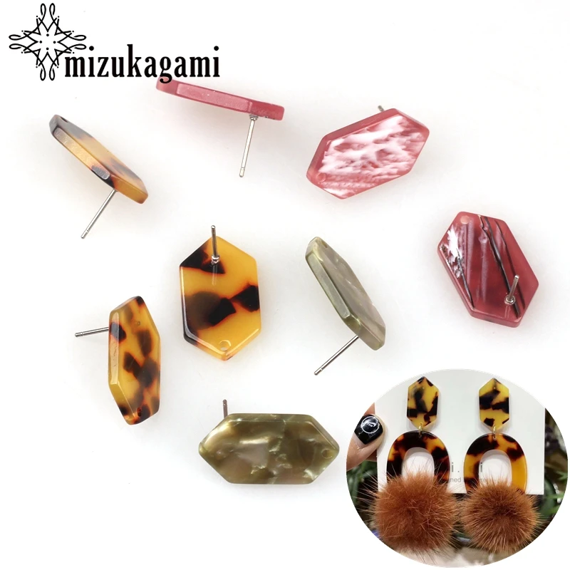 

14*24mm 6pcs/lot Acetate Resin Tortoiseshell Geometric Base Earrings Connector For DIY Earring Making Jewelry Accessories