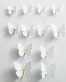 12 шт 3D бабочки-магниты DIY стикер на стену бабочка на стену гостиной домашний декор фридаж наклейки, свадебные украшения - Цвет: white