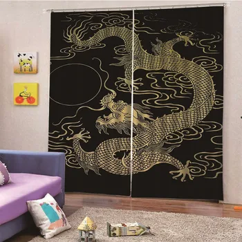 

Luxury fashion Chinese Dragon style semi-blackout curtains kitchen window living room living room panel jacquard fabrics door