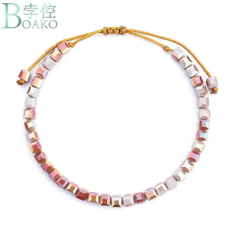 

BOAKO Blingbling Crystal Bead Friendship Bracelet Coloful Crystal Adjustable Bracelet for women Beaded Bohemia OL Bracelet