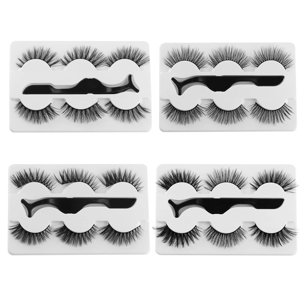 3 пары/компл. с 1 шт. Пинцет Wispies пушистые 5D одиночные/смешанные накладные ресницы