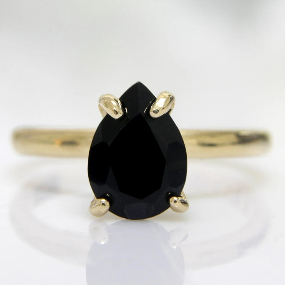2.2ct 10x7 мм Груша черный Муассанит 14 к желтое золото обручальное кольцо Тест Положительный Муассанит алмаз для женщин для изысканных ювелирных изделий