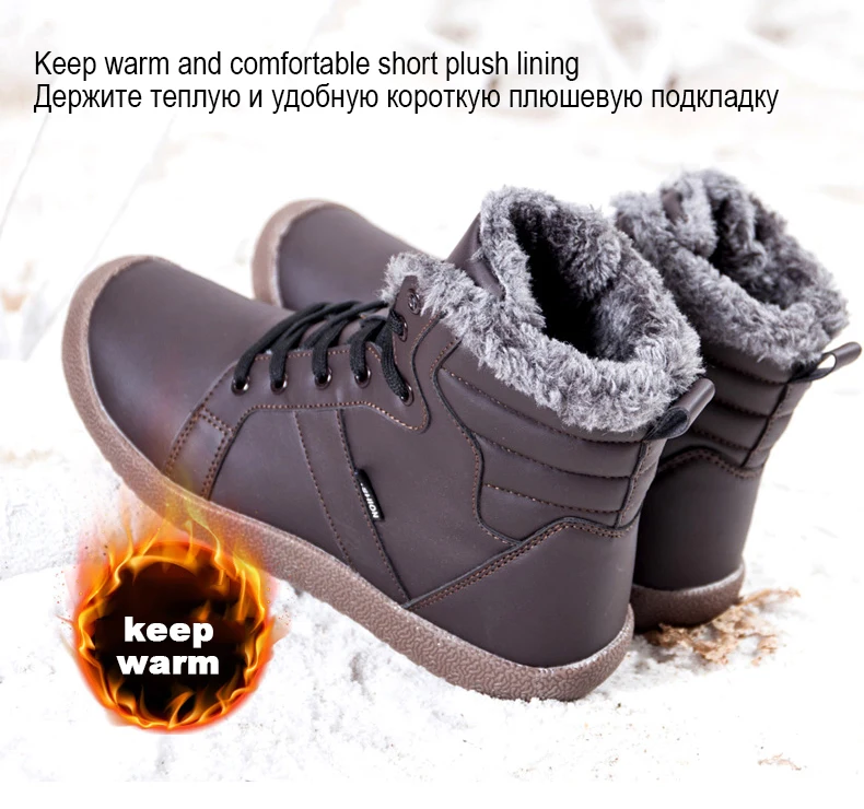 Качественные мужские ботинки на меху размера плюс 48; теплые зимние ботинки; водонепроницаемые ботильоны; Мужская обувь; зимняя обувь