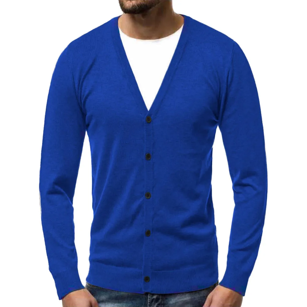 Твердые удобные вязаный мужской свитер осень зима теплый пуловер Кардиган Кнопка Блузка Топы корректирующие