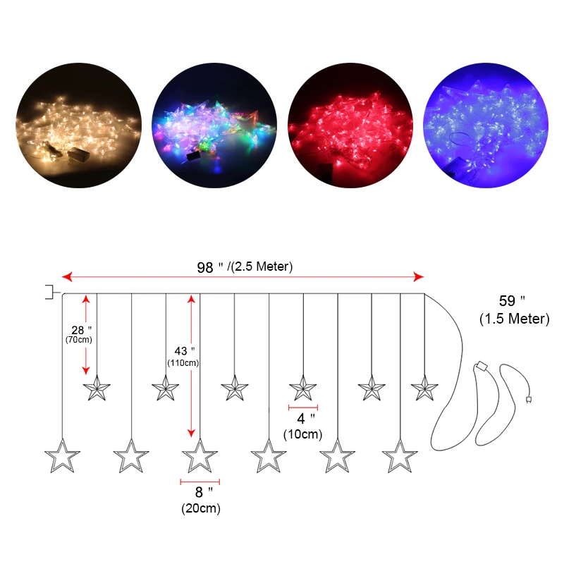 2,5 м светодиодный светильник на Рождество, ac220в, ЕС, романтичный Сказочный светодиодный светильник-занавеска, гирлянда со звездами, для праздника, свадьбы, вечерние гирлянды, украшение