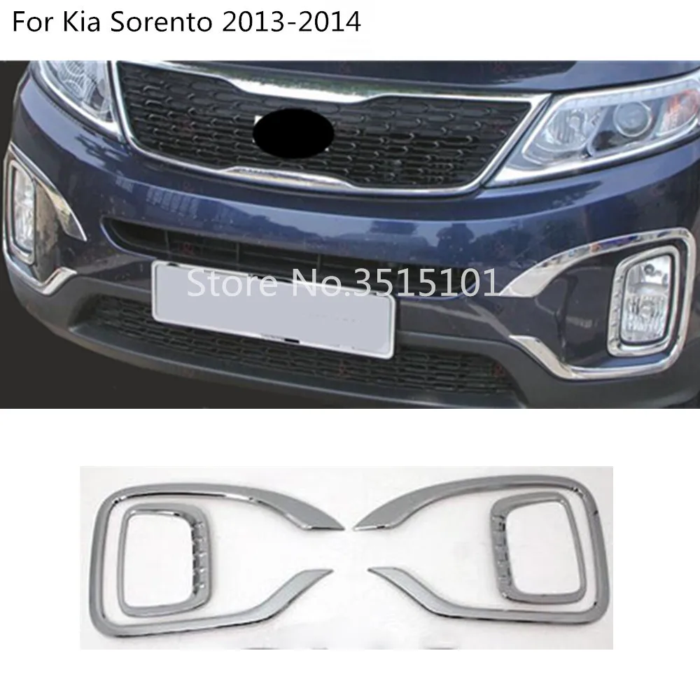 

Car front fog light lamp detector frame stick styling ABS Chrome cover trim hoods parts molding parts for Kia Sorento 2013 2014