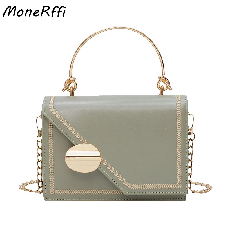 

MoneRffi Matcha Green PU Leather Chain Crossbody Bags Women 2019 Small Chain Handbag Ladies Designer Evening Bags bolsa feminina