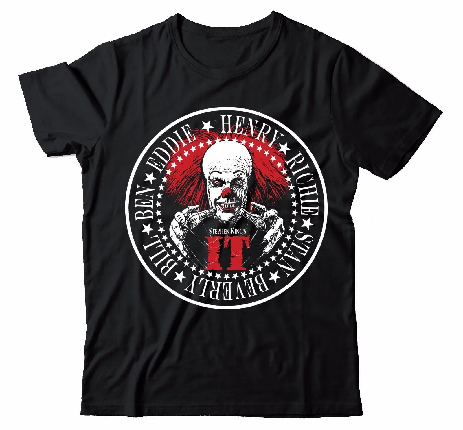 

Stephen Kings It The Losers Club Pennywise The Clown Ramons Style Black Funny O Neck T Shirt Comfortable Top Tee T Shirt