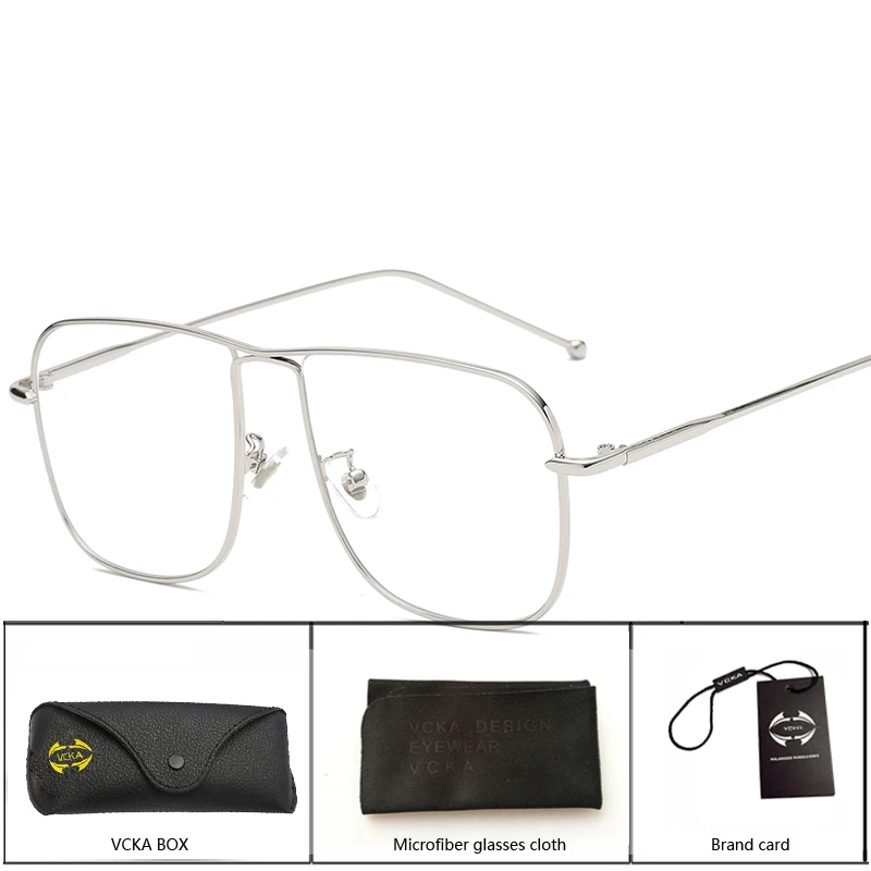 VCKA, анти-голубые лучи, очки для компьютерных игр, для женщин и мужчин, Ретро стиль, негабаритные, квадратные металлические очки, фирменный дизайн, Oculos De Sol - Цвет оправы: 6