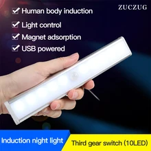 JXSFLYE датчик движения шкаф светильник s, USB Перезаряжаемый светодиодный, 10 светодиодный беспроводной ночной Светильник для шкафа, шкафа, гардероба