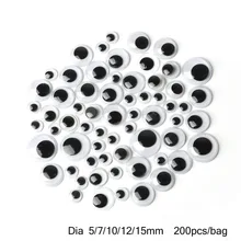 Черные пластиковые глаза для животных, для игрушек, кукол, самоклеющиеся, гуглые, акриловые, сделай сам, глаза для рукоделия, наклейки, смешанные 5 мм/7 мм/7 мм/10 мм/10 мм/10 мм/12 мм/15 мм