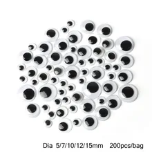 Ojos de plástico negro de animales para muñecas de juguete, ojos autoadhesivos de acrílico para manualidades, pegatinas mixtas de 5mm/7mm/10mm/12mm/15mm