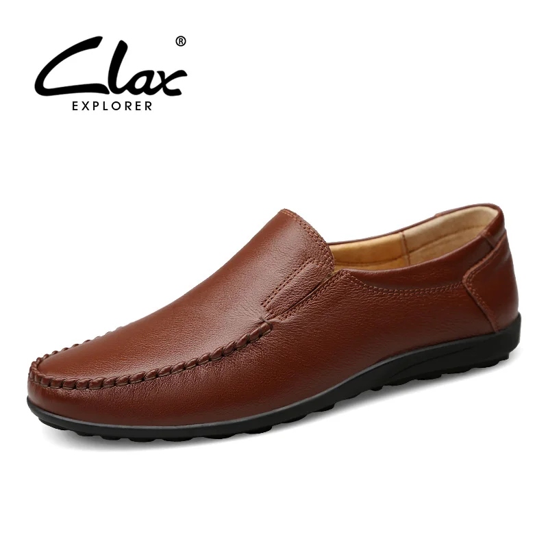 

CLAX Men's Leather Dress Shoe Slip on Spring Autumn Genuine Leather Formal Loafer Male Soft Leather Boat Footwear Big Size