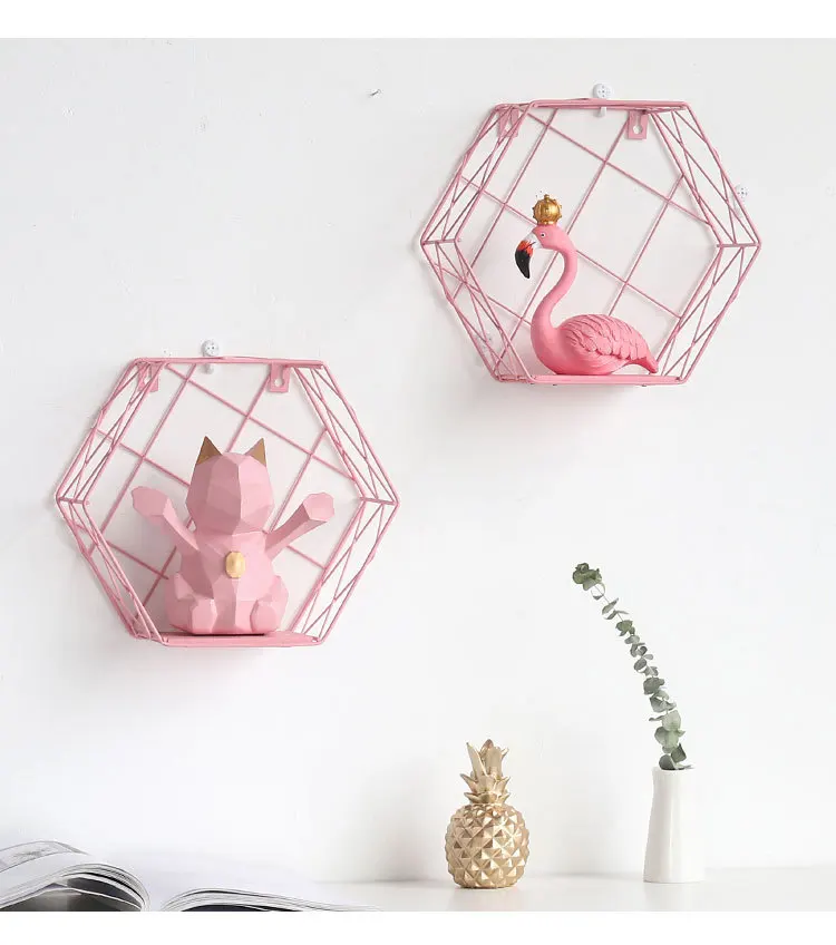 Pink series girl heart wrought iron grid racks (11)