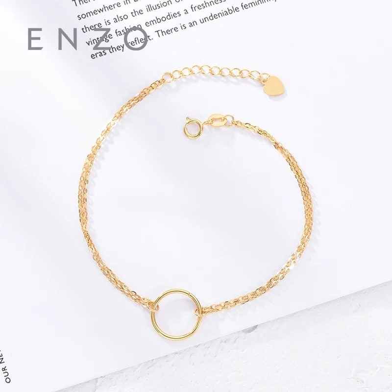 

Pure 18K Gold Bracelet Heart For Women Miss Girls Gift Female Fine Jewelry Genuine Real Solid Chain Upscale New Party Trendy
