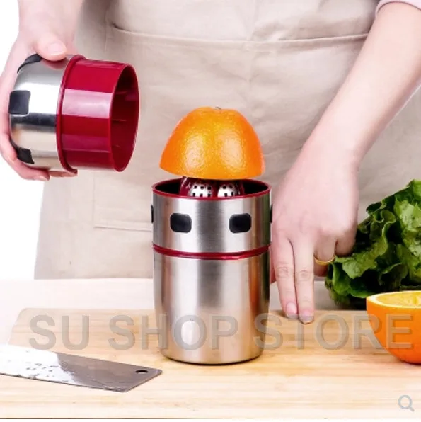 

Powerful Stainless Steel Orange Juicer Portable Manual Lid Rotation Citrus Juicer Lemon Orange Tangerine Juice Squeezer