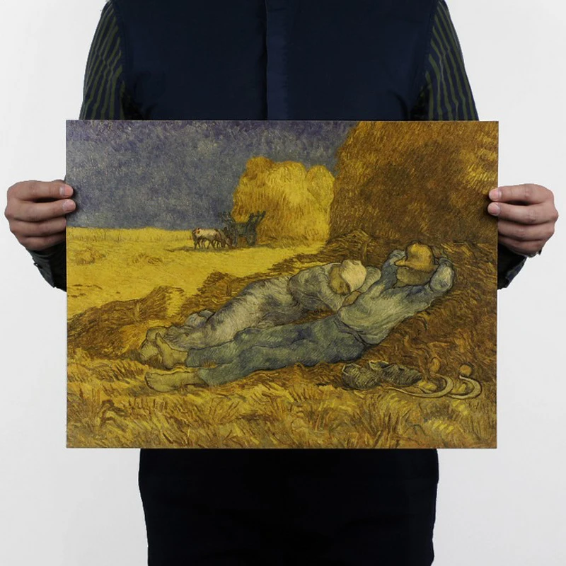 

van Gogh famous Oil Painting/sleep/kraft paper/bar poster/Retro Poster/decorative painting 47x36cm