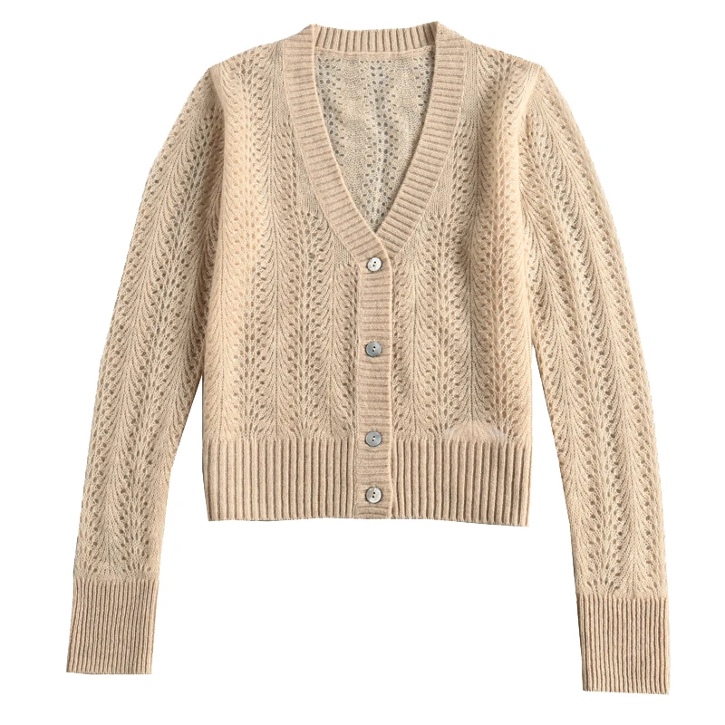 2018 new female cashmere cardigan coat loose short hollow sunscreen shirt sweater knitted wool winter air conditioning