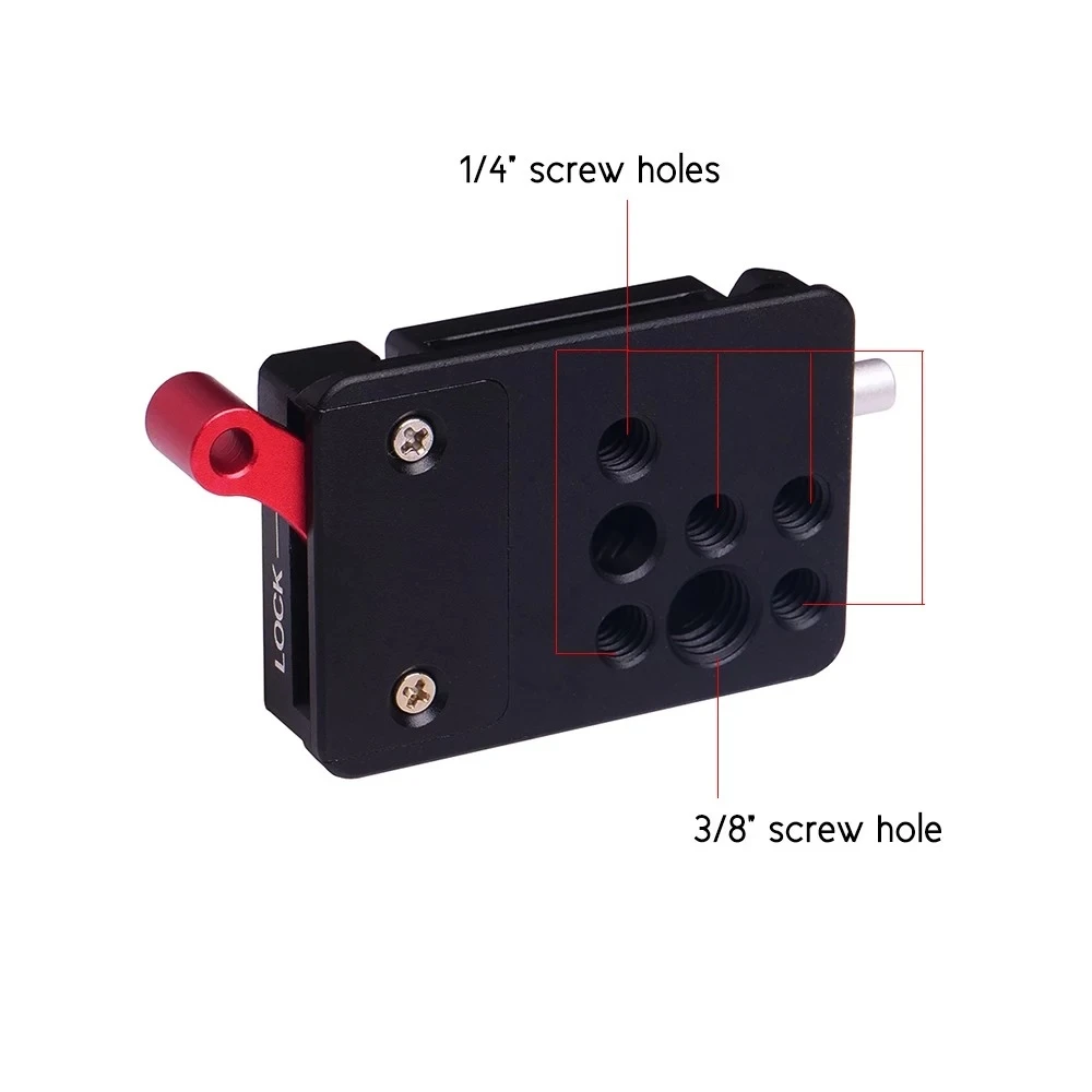 

Camera Aluminum Alloy Quick Release Plate Assembly with Lock Knob Safety Slot 1/4 & 3/8 Inch Screw Holes for Arca Swiss Tripod