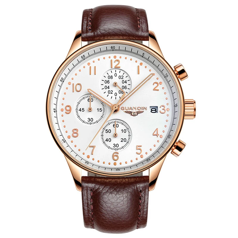 

GUANQIN GQ20141 Luxury Men watches Quartz Military Wristwatches brand Man Leather Chronograph Fashion Sports Watches