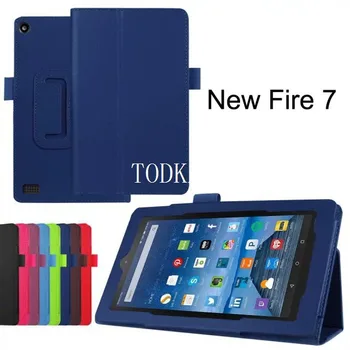 

For New Amazon Kindle Fire HD 7 HD7 2015 Generation Tablet Case Litchi stand PU Leather Case Flip Cover +stylus