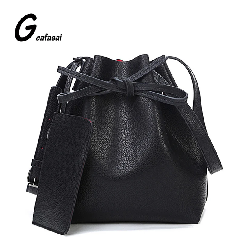 good PU leather women shoulder bag ladies red blue black large crossbody bucket bags for lady