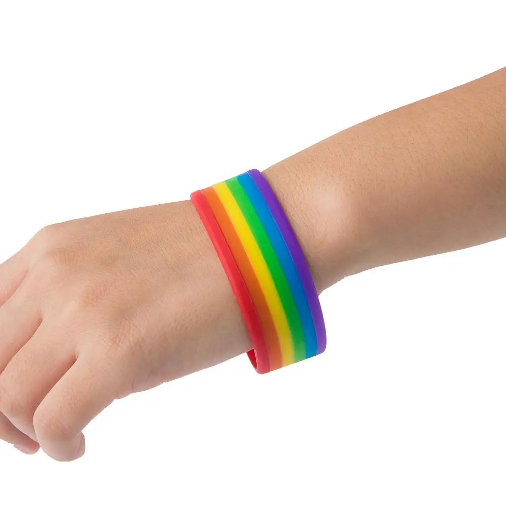 

2018 Men's Women's Rainbow Band Silicone Gay Lesbian Wristband Bracelet Bangle