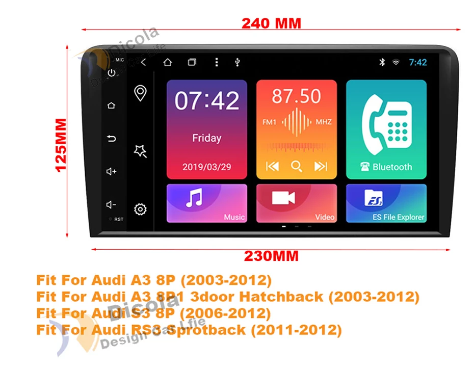 Top 8" Octa Core 2+32G Android 8.1 CAR GPS For Audi A3 SEAT Exeo dvd player radio stereo IPS screen multimedia auto navigation 0