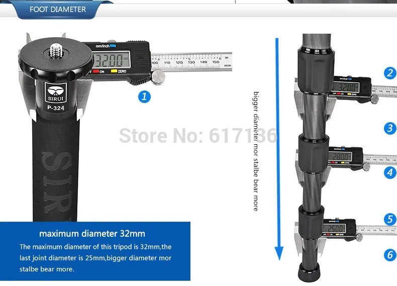 Sirui P-324 монопод Профессиональный из углеродного волокна Портативный штатив 4 секции сумка для переноски Максимальная загрузка EMS