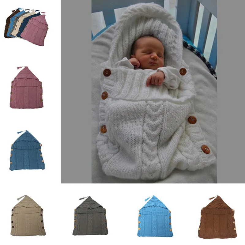 Wool Knitted Night gown Newborn Baby Swaddle Wrap Swaddling Wrap