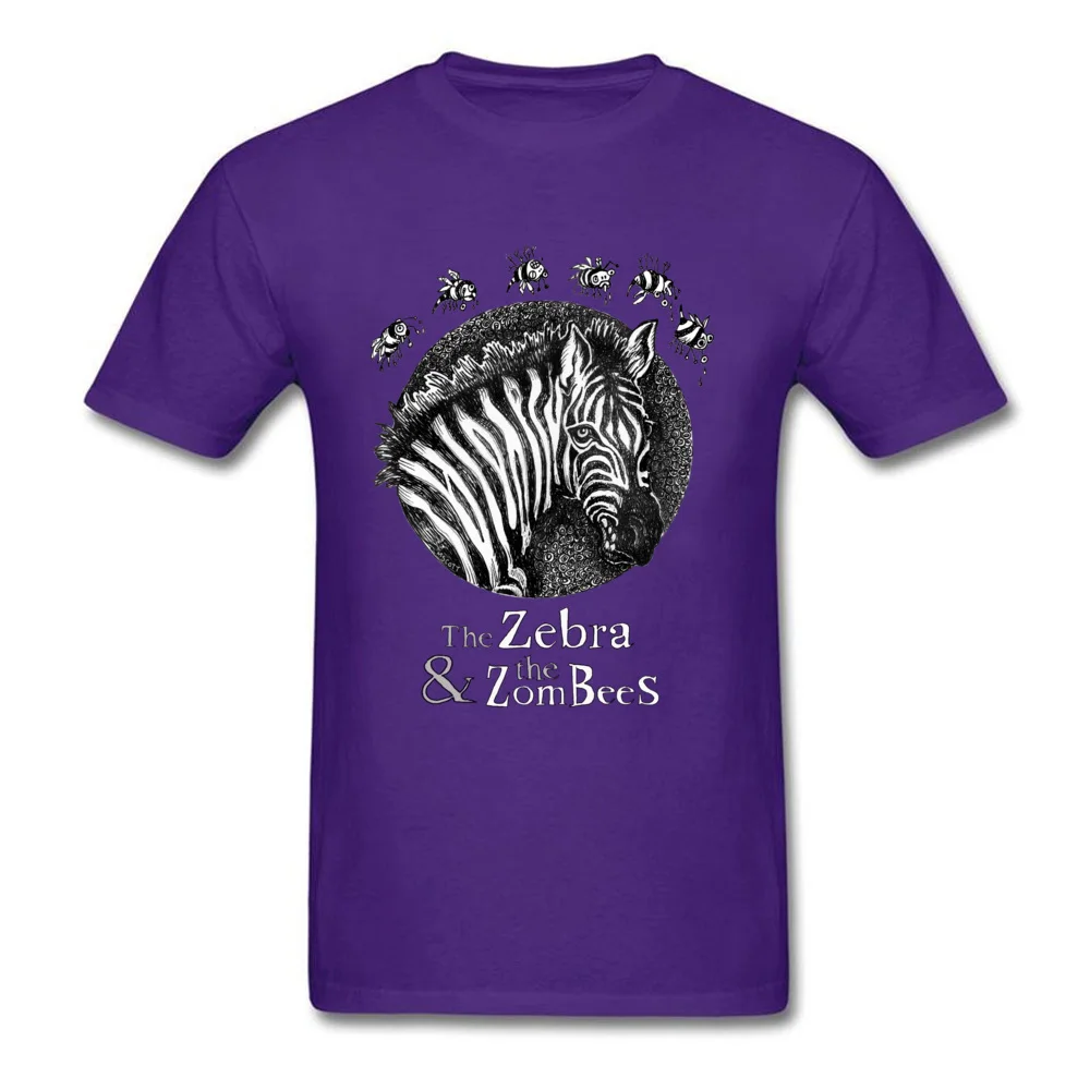 Summer Prevalent Man T-Shirt O Neck Short Sleeve 100% Cotton Fabric T Shirt Casual Tops T Shirt Top Quality Zombie Zebra and the ZomBeeS by dotsofpaint purple