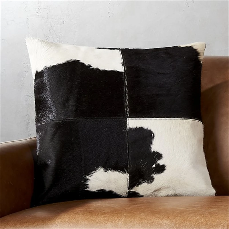 

Natural Cowhide Skin Fur Black Brown White Pillow case, Luxury home decorative throw pillow cushion cover