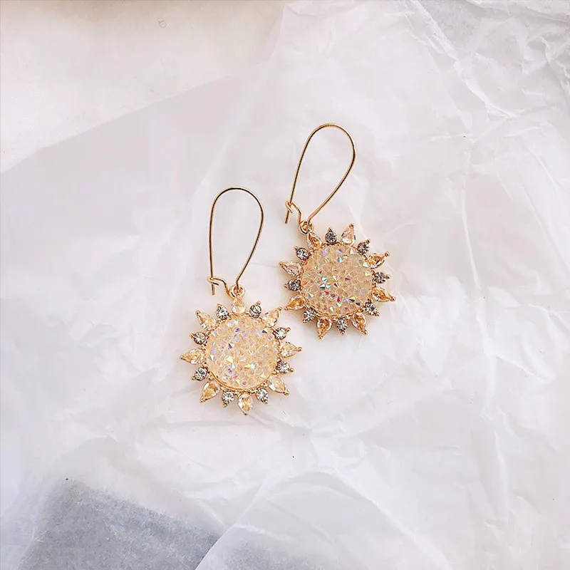 

2019 New Arrival Alloy Trendy Round Women Dangle Earrings Korean Earrings Female Colour Flower Fashion Earrings Female Jewelry