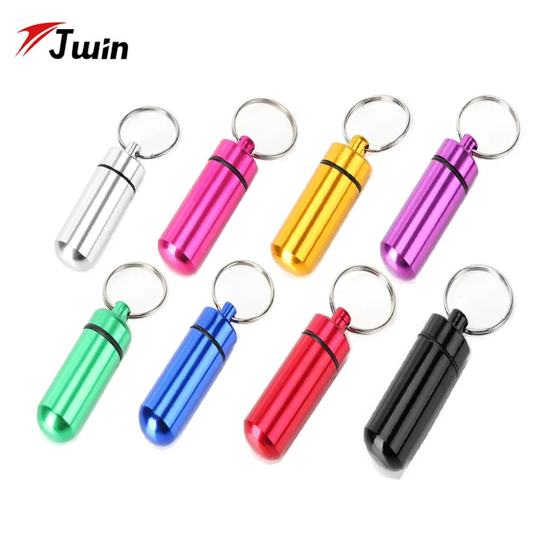 

Jwin Portable Medicine Case WaterProof Mini Aluminum Keychain Tablet Storage Box Bottle Case Holder