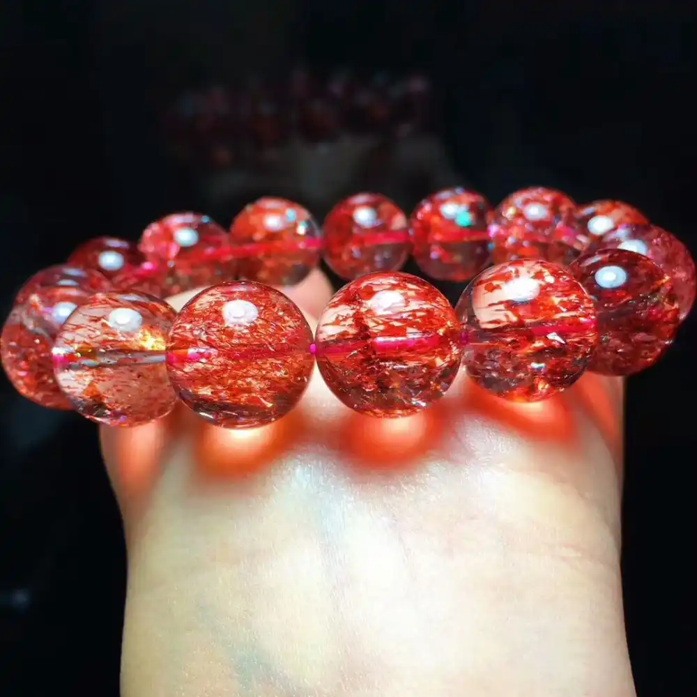 Женские Браслеты Из Натурального Красного кварца Super Seven Lepidocrocite 14 5 мм|Гибкие и