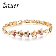 ERLUER роскошный модный Свадебный кулон, ювелирные изделия, цветные, ААА, кубический цирконий, кристалл, цветок, золотые цветные браслеты для женщин, вечерние, подарок