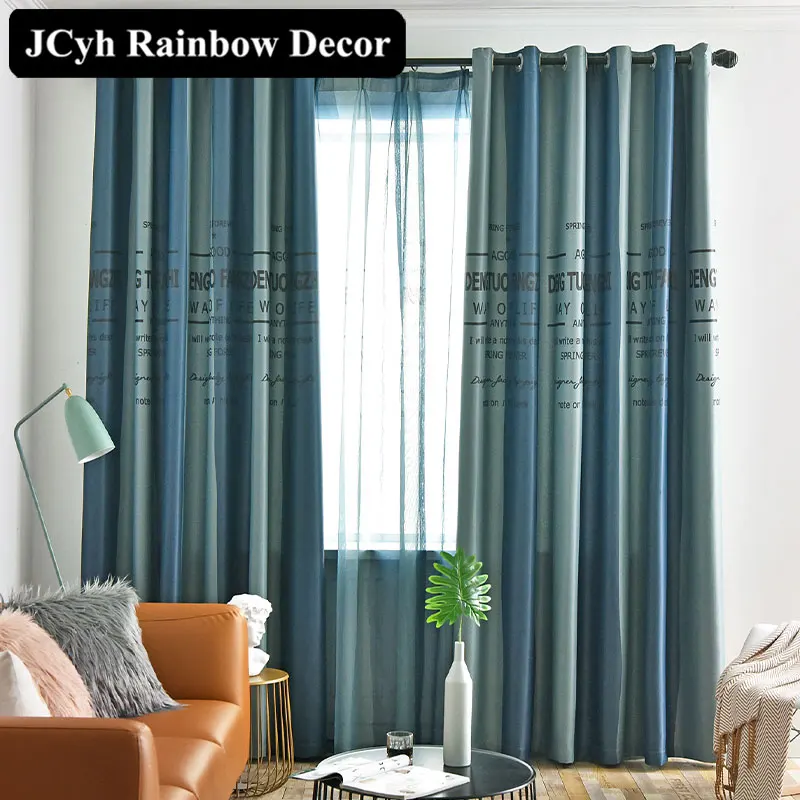 

American Blue Elegant Blackout Curtains for Living Room Bedroom Striped Printed Curtains for Window Fabric Drapes Treatments 3D