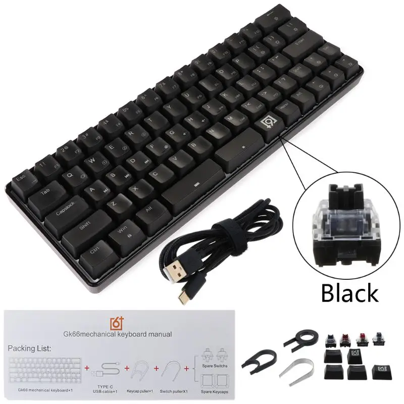 

GK66 Wired Split-Spacebar Hot-swappable Gateron Optical Switch Multi Color RGB Illuminated Mechanical Gaming Keyboard for PC Mac