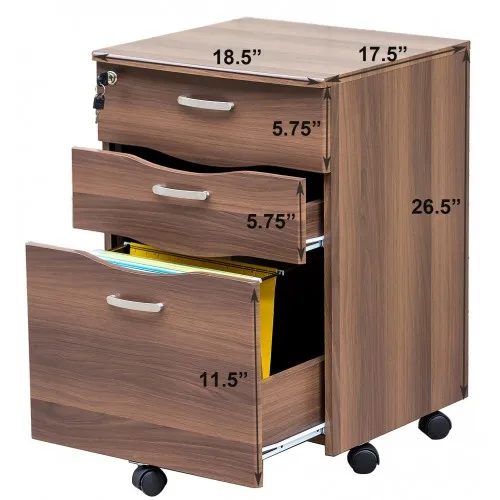 

Mobile 3-drawer Vertical Lockable File Cabinet Document Storage for Legal & Business File with Cabinet Lock