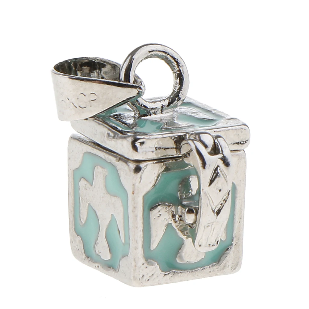 Vintage Geometric Cubic Geometric Urn Pendant Bird Pattern Memorial Charms Locket Jewelry