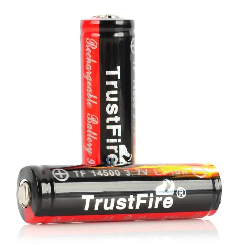 2 шт./лот TrustFire защищенные 14500 3,7 V 900mAh перезаряжаемые литиевые батареи для фонарей